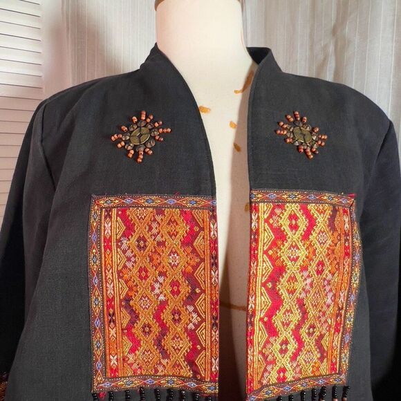 Vintage | Women’s | Jackets | L | Embroidered Beaded Black Blazer Jacket - Picture 2 of 7
